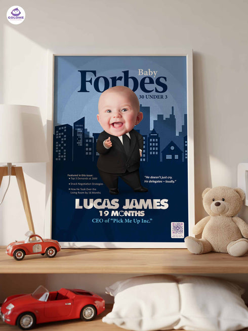 Baby Boss Business Poster or Canvas – Custom Photo & Text – Funny CEO Baby Wall Art